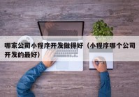 哪家公司小程序开发做得好（小程序哪个公司开发的最好）