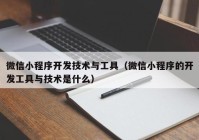 微信小程序开发技术与工具（微信小程序的开发工具与技术是什么）